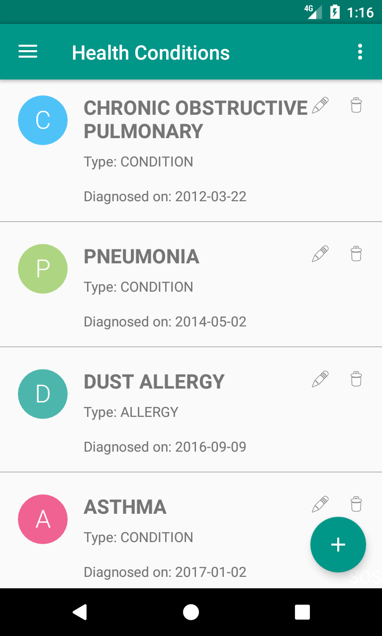 Health bio screen
